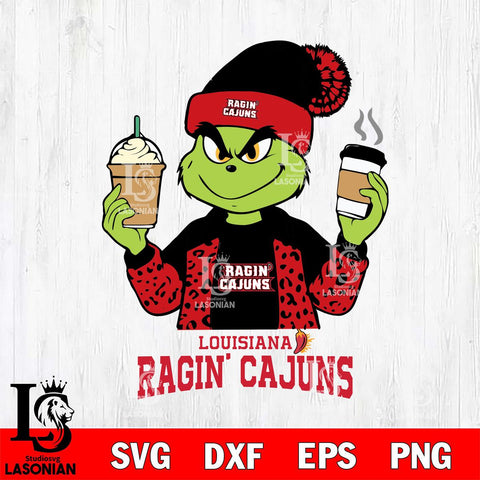 Louisiana Ragin' Cajuns Grinch 2 coffee Svg Eps Dxf Png File, Digital Download, Instant Download