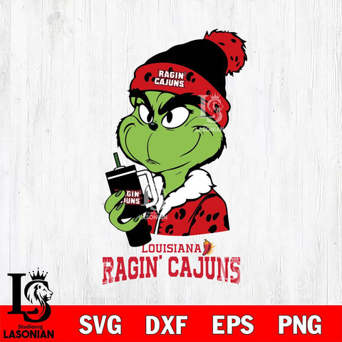 Louisiana Ragin' Cajuns Grinch Bougie Leopard Svg Eps Dxf Png File, Digital Download, Instant Download