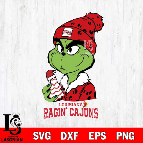 Louisiana Ragin' Cajuns Grinch Tree Cake Svg Eps Dxf Png File, Digital Download, Instant Download