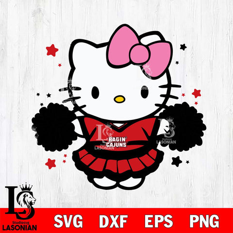 Louisiana Ragin' Cajuns Hello Kitty Cheerleader 10 Svg Eps Dxf Png File, Digital Download, Instant Download