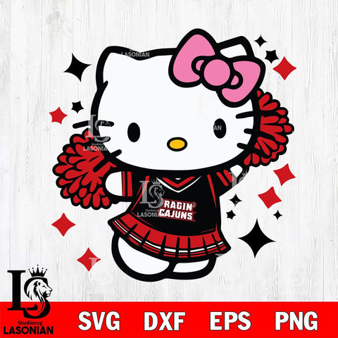 Louisiana Ragin' Cajuns Hello Kitty Cheerleader 4 Svg Eps Dxf Png File, Digital Download, Instant Download