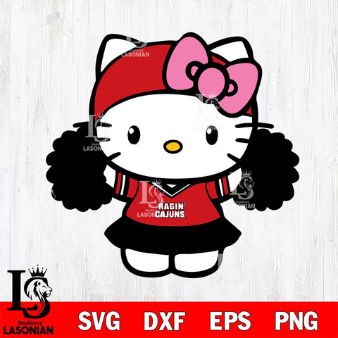 Louisiana Ragin' Cajuns Hello Kitty Cheerleader 5 Svg Eps Dxf Png File, Digital Download, Instant Download