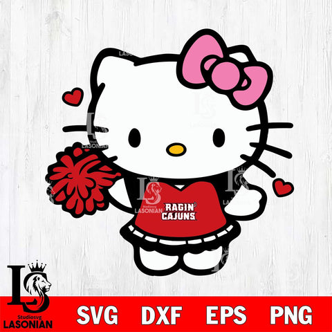 Louisiana Ragin' Cajuns Hello Kitty Cheerleader 6 Svg Eps Dxf Png File, Digital Download, Instant Download