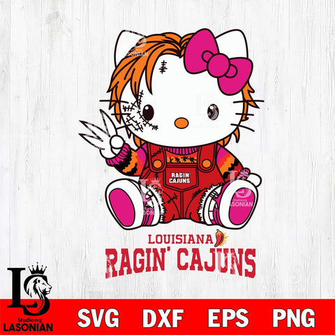 Louisiana Ragin' Cajuns Hello Kitty Horror Svg Eps Dxf Png File, Digital Download