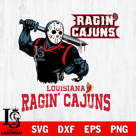 Louisiana Ragin' Cajuns Jason Voorhees 5 Svg Eps Dxf Png File, Digital Download