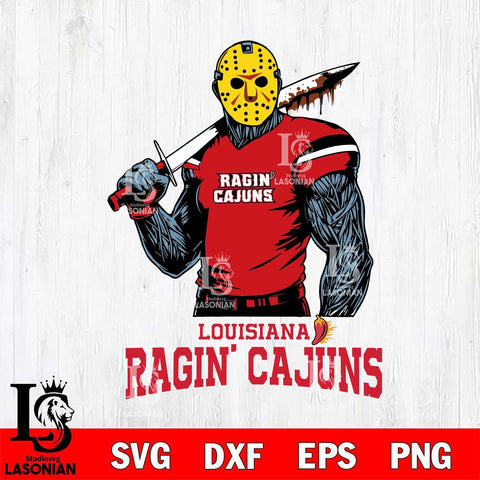 Louisiana Ragin' Cajuns Jason Voorhees 7 Svg Eps Dxf Png File, Digital Download