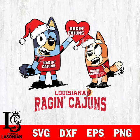 Louisiana Ragin' Cajuns Love Bluey Christmas Svg Eps Dxf Png File, Digital Download