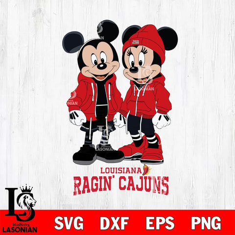 Louisiana Ragin' Cajuns Mickey Minnie Mouse Rugby Svg Eps Dxf Png File, NCAA svg , File Cut , Digital Download , Instant Download, Cut Svg Files