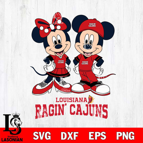 Louisiana Ragin' Cajuns Mickey Minnie Mouse rugby ball Svg Eps Dxf Png File, NCAA svg , File Cut , Digital Download , Instant Download, Cut Svg Files