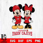 Louisiana Ragin' Cajuns Mickey Minnie Rugby Svg Eps Dxf Png File, NCAA svg , File Cut , Digital Download , Instant Download, Cut Svg Files