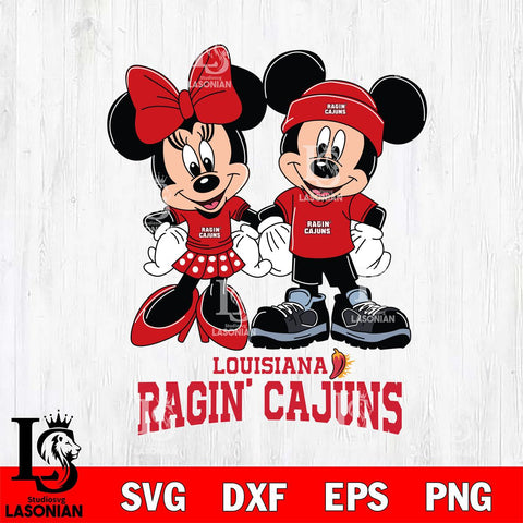 Louisiana Ragin' Cajuns Mickey Minnie Rugby ball Svg Eps Dxf Png File, NCAA svg , File Cut , Digital Download , Instant Download, Cut Svg Files