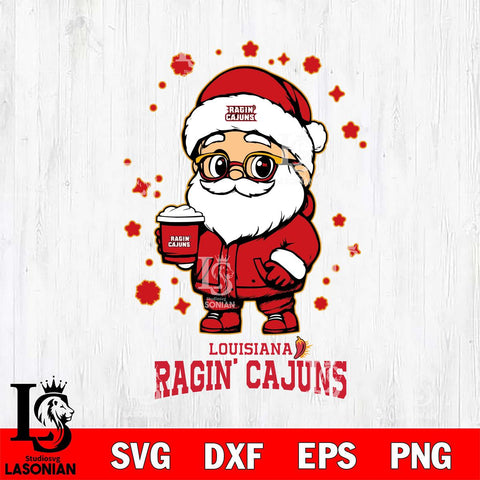 Louisiana Ragin' Cajuns Santa Claus Coffe Svg dxf eps png pdf file,NCAA svg,Digital Download,Cricut file