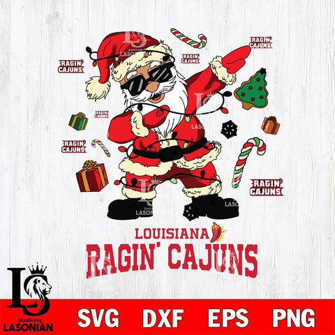 Louisiana Ragin' Cajuns Santa Claus Football Svg dxf eps png pdf file,NCAA svg,Digital Download,Cricut file