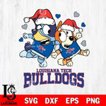 Louisiana Tech Bulldogs Bluey Christmas NFL Svg Eps Dxf Png File, Digital Download