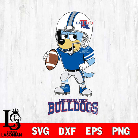 Louisiana Tech Bulldogs Bluey rugby Svg Eps Dxf Png File, Digital Download ,Instant Download, Cricut File