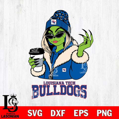 Louisiana Tech Bulldogs Boujee Grinch Girls Christmas Cut Files Cricut, Svg Dxf Eps Png file, Digital download , Silhouette