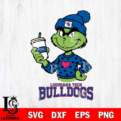 Louisiana Tech Bulldogs Boujee Grinch Heart Christmas Cut Files Cricut, Svg Dxf Eps Png file, Digital download , Silhouette