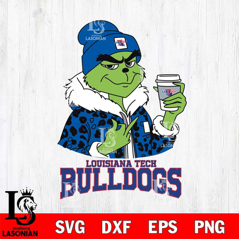 Louisiana Tech Bulldogs Boujee Grinch Leopard Christmas Cut Files Cricut, Svg Dxf Eps Png file, Digital download , Silhouette