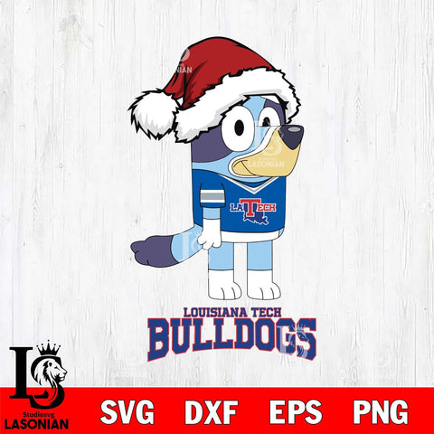 Louisiana Tech Bulldogs Christmas Bluey Hat Cut Files,Bluey Cricut,Christmas Svg , Bluey svg , Digital Download, dxf eps png pdf file