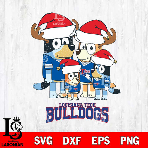 Louisiana Tech Bulldogs Christmas Bluey Santa Family Cut Files,Bluey Cricut,Christmas Svg , Bluey svg , Digital Download, dxf eps png pdf file