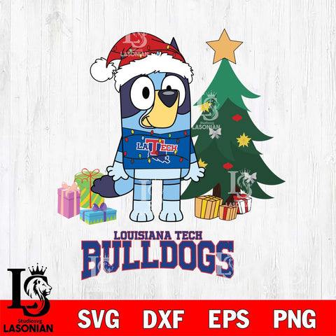 Louisiana Tech Bulldogs Christmas Bluey Tree Sport Cut Files,Bluey Cricut,Christmas Svg , Bluey svg , Digital Download, dxf eps png pdf file