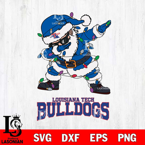 Louisiana Tech Bulldogs Dabbing Santa Claus Ugly Christmas Svg dxf eps png pdf file,NCAA svg,Digital Download,Cricut file