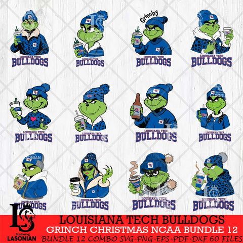 Louisiana Tech Bulldogs Grinch Christmas NCAA Bundle 12 Svg Eps Dxf Png File,Cricut files, Digital Download, Instant Download