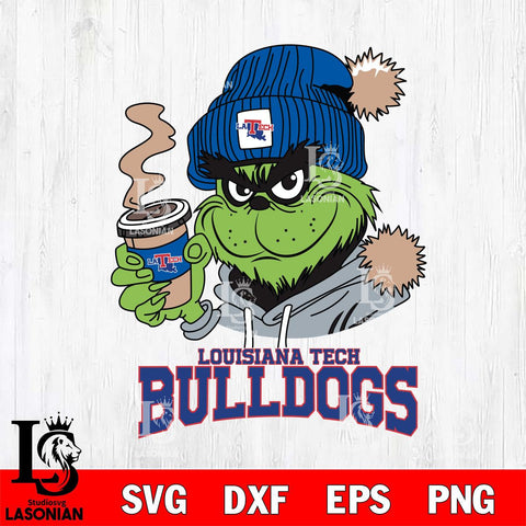 Louisiana Tech Bulldogs Grinch Cofffe Hoodie Cut Files Cricut, Svg Dxf Eps Png file, Digital download , Silhouette