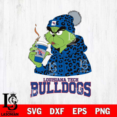 Louisiana Tech Bulldogs Grinch Leopard Christmas Cut Files Cricut, Svg Dxf Eps Png file, Digital download , Silhouette