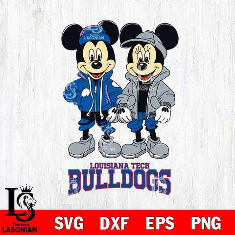 Louisiana Tech Bulldogs Mickey Minnie Mouse Football Svg Eps Dxf Png File, NCAA svg , File Cut , Digital Download , Instant Download, Cut Svg Files