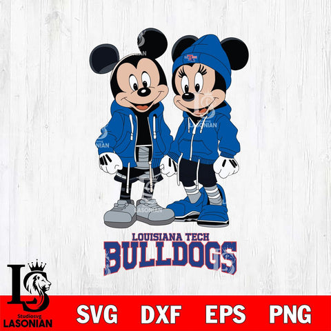 Louisiana Tech Bulldogs Mickey Minnie Mouse Rugby Svg Eps Dxf Png File, NCAA svg , File Cut , Digital Download , Instant Download, Cut Svg Files