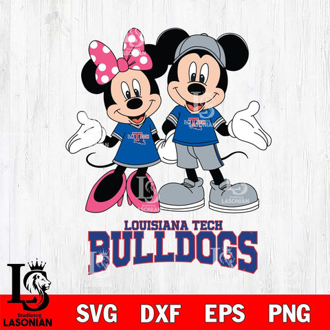 Louisiana Tech Bulldogs Mickey Minnie Mouse Sport Svg Eps Dxf Png File, NCAA svg , File Cut , Digital Download , Instant Download, Cut Svg Files