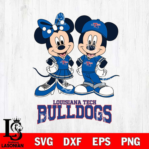 Louisiana Tech Bulldogs Mickey Minnie Mouse rugby ball Svg Eps Dxf Png File, NCAA svg , File Cut , Digital Download , Instant Download, Cut Svg Files