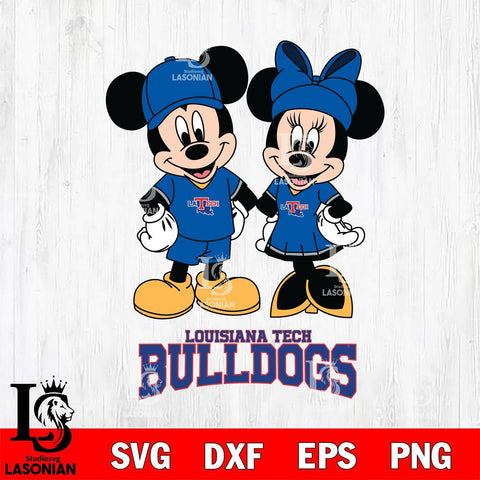 Louisiana Tech Bulldogs Mickey Minnie Rugby Svg Eps Dxf Png File, NCAA svg , File Cut , Digital Download , Instant Download, Cut Svg Files