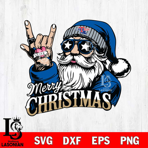 Louisiana Tech Bulldogs Rock Santa Claus Football Svg dxf eps png pdf file,NCAA svg,Digital Download,Cricut file