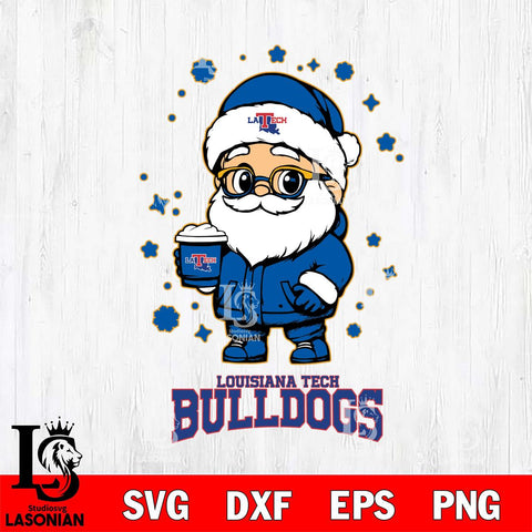 Louisiana Tech Bulldogs Santa Claus Coffe Svg dxf eps png pdf file,NCAA svg,Digital Download,Cricut file