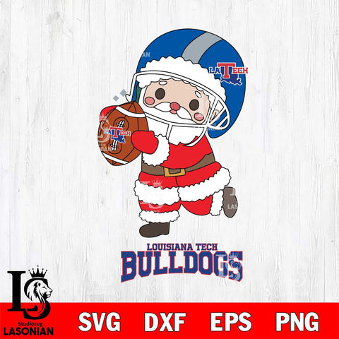 Louisiana Tech Bulldogs Santa Claus Cute Svg dxf eps png pdf file,NCAA svg,Digital Download,Cricut file