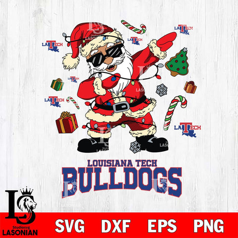 Louisiana Tech Bulldogs Santa Claus Football Svg dxf eps png pdf file,NCAA svg,Digital Download,Cricut file