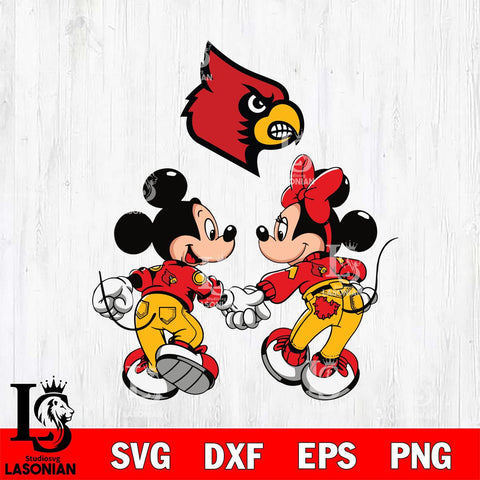 Louisville Cardinals Fan Minnie And Mickey Love Svg Eps Dxf Png File, Digital Download, Instant Download