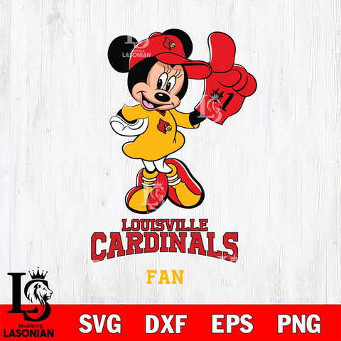 Louisville Cardinals #1 Fan Minnie Mouse Svg Eps Dxf Png File, Digital Download, Instant Download