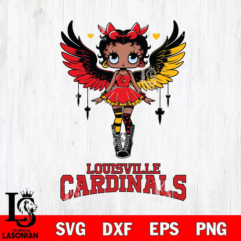 Louisville Cardinals Anglel Black Fan Girl Betty Boop, Svg Eps Dxf Png File, Digital Download