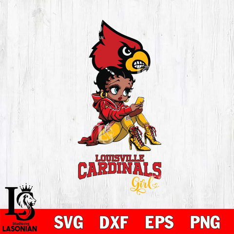 Louisville Cardinals Beauty Black Fan Girl Football, Svg Eps Dxf Png File, Digital Download