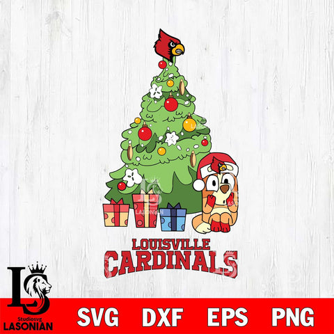 Louisville Cardinals Bluey Chilli Christmas Tree Svg Eps Dxf Png File, Digital Download