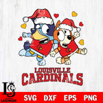 Louisville Cardinals Bluey Christmas NFL Svg Eps Dxf Png File, Digital Download