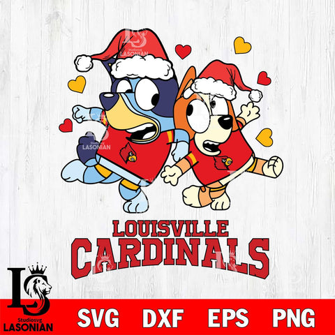 Louisville Cardinals Bluey Christmas NFL Svg Eps Dxf Png File, Digital Download