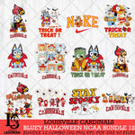 Louisville Cardinals Bluey Halloween NCAA 12 SVG Eps Dxf Png File, Bundle NCAA svg, Digital Download, Instant Download