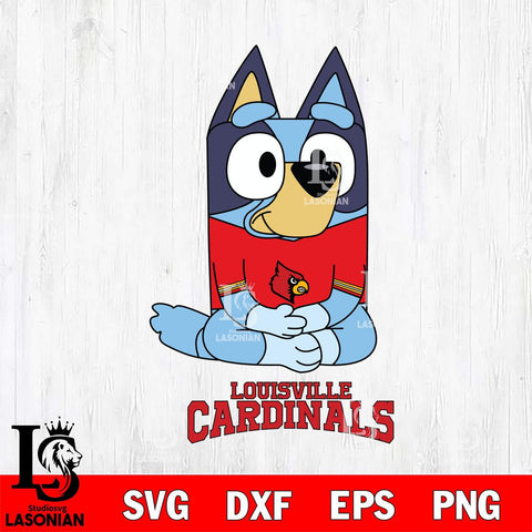 Louisville Cardinals Bluey Styles Football Svg Eps Dxf Png File,NCAA Svg Files,Bluey svg ,Digital Download ,Instant Download, Cricut File