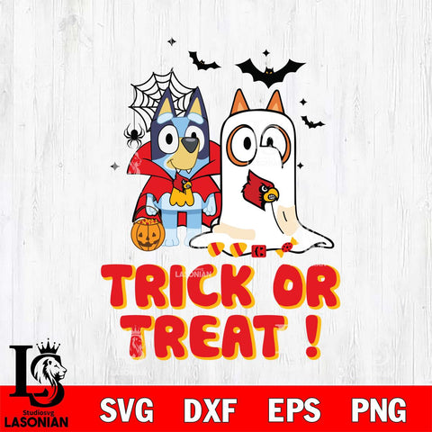 Louisville Cardinals Bluey Trick or Treat Halloween Svg Eps Dxf Png File, Digital Download, Instant Download