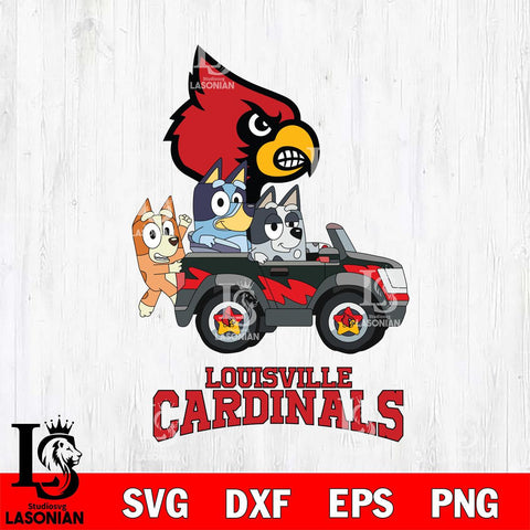 Louisville Cardinals Bluey friends car Svg Eps Dxf Png File, NCAA svg, Digital Download, Instant Download