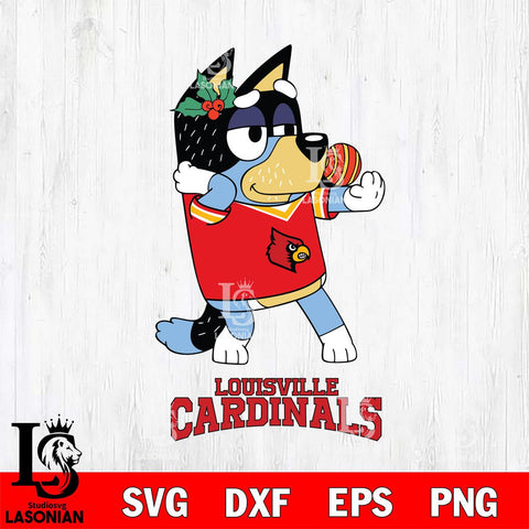 Louisville Cardinals Christmas Bluey Bandit Heeler Cut Files,Bluey Cricut,Christmas Svg , Bluey svg , Digital Download, dxf eps png pdf file